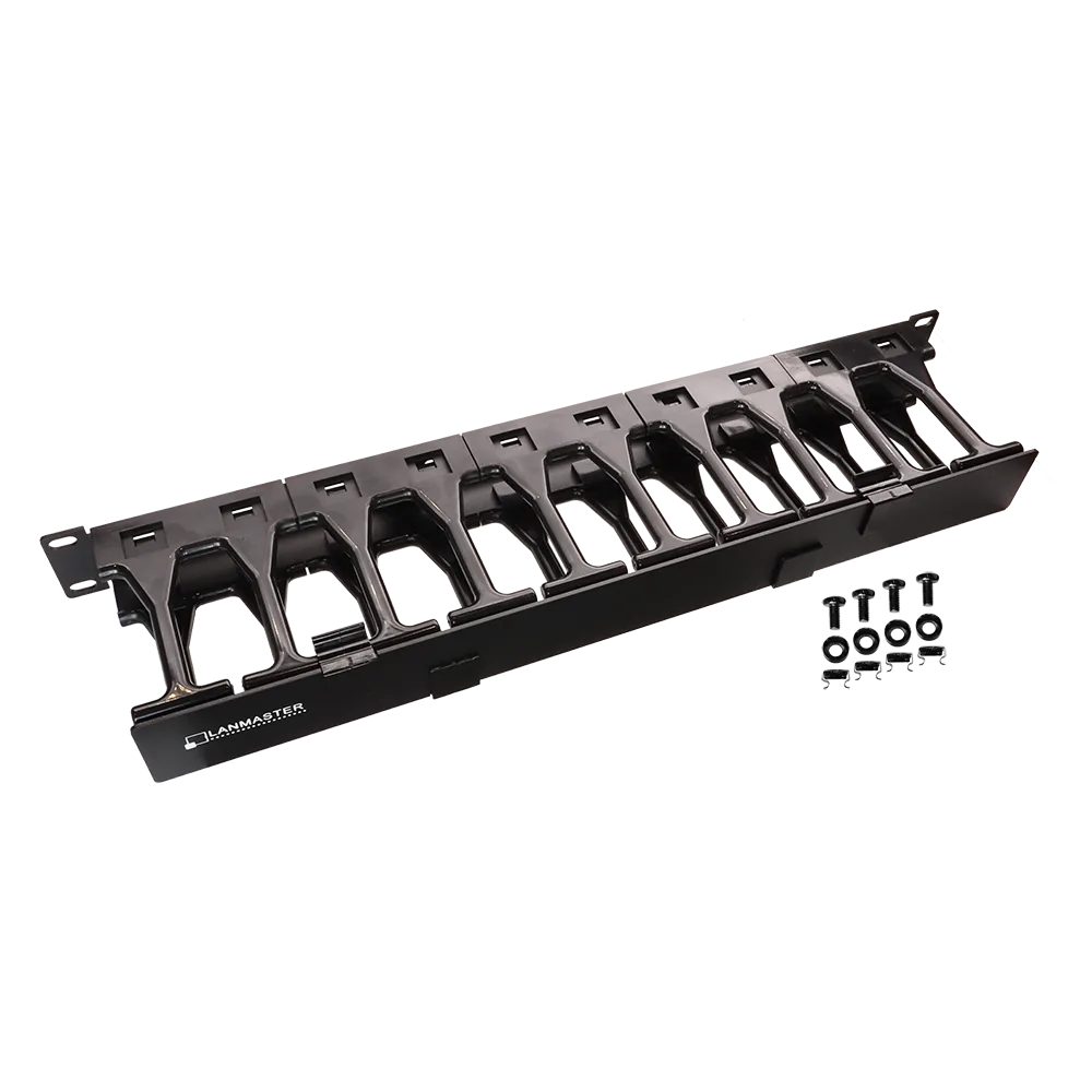 Кабельный органайзер LANMASTER 19" c пластиковыми пальцами глубиной 106 мм и крышкой